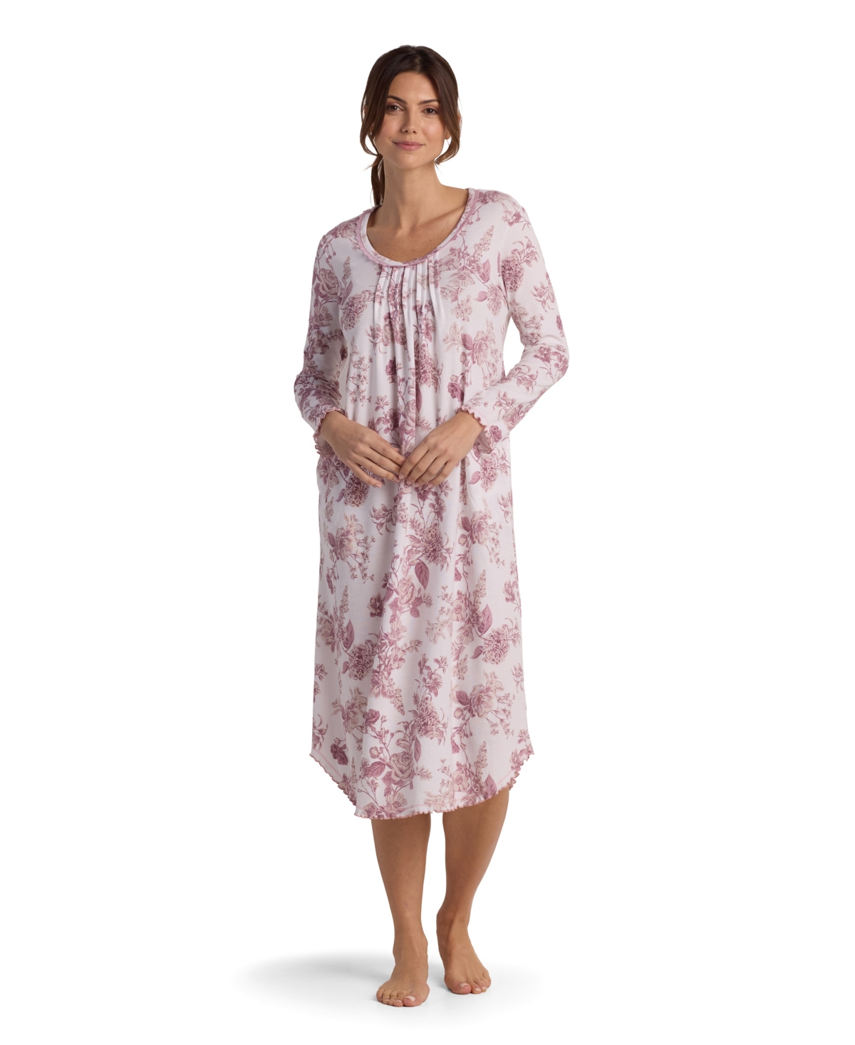 Miss Elaine Women's Long Sleeve Sleepwear Gown In Pink