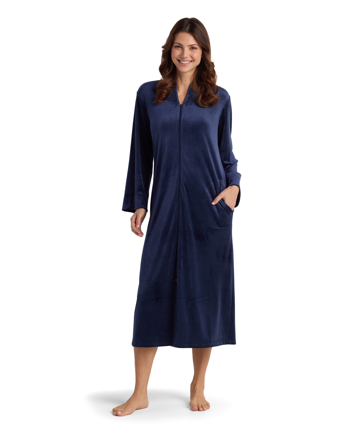 Miss Elaine Women's Long Sleeve Sleepwear Robe In Blue