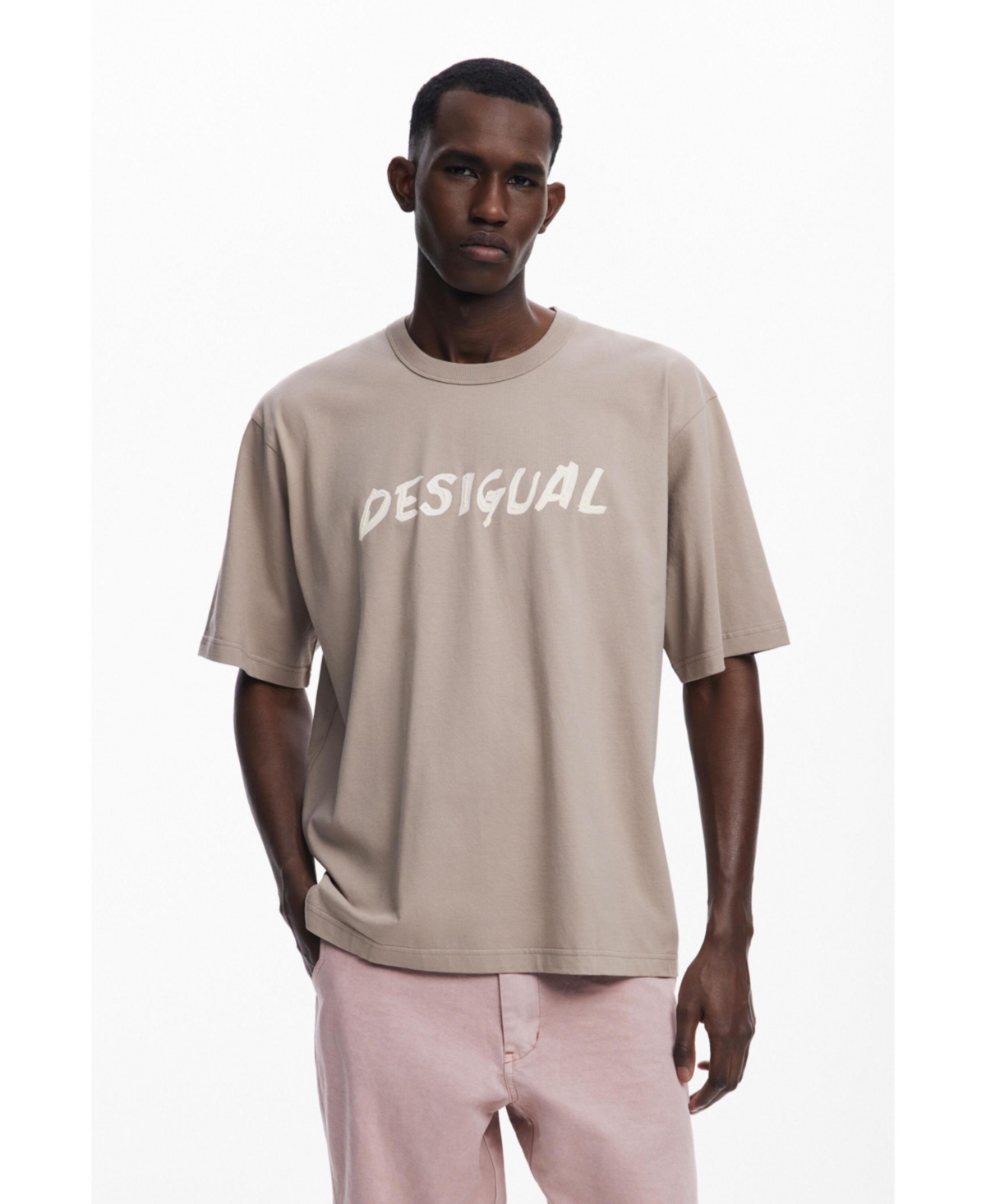 Desigual Men's Short-sleeve T-shirt with textured logo - Off white