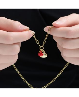 14K Gold Plated with Link Chain Hearts Necklace