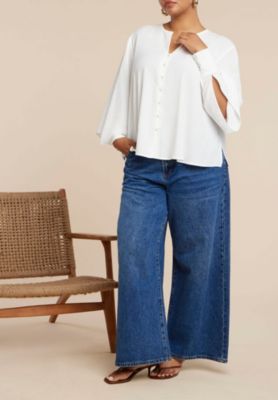 Women's Plus Size Bishop Sleeve Blouse