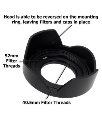 Reversible Flower Hood Kit for Sony E PZ 16-50mm F3.5-5.6 OSS E-Mount Power Zoom Lens, Includes 40.5/52mm Mounting Ring and 52mm Inner Pinch