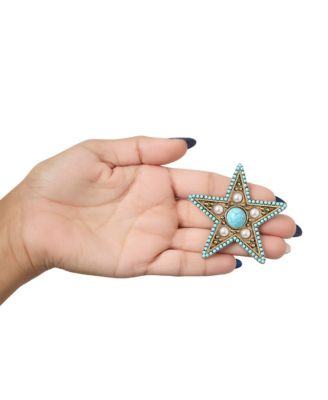 Turquoise Star Pin with Crystal Accents