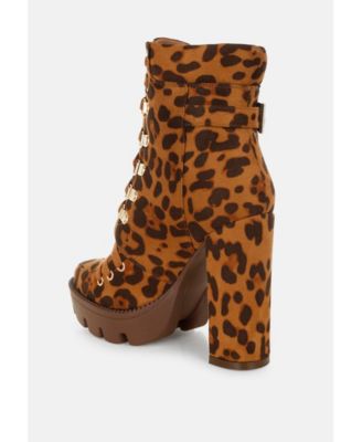 Womens Fremont Leopard Print Chunky Boots