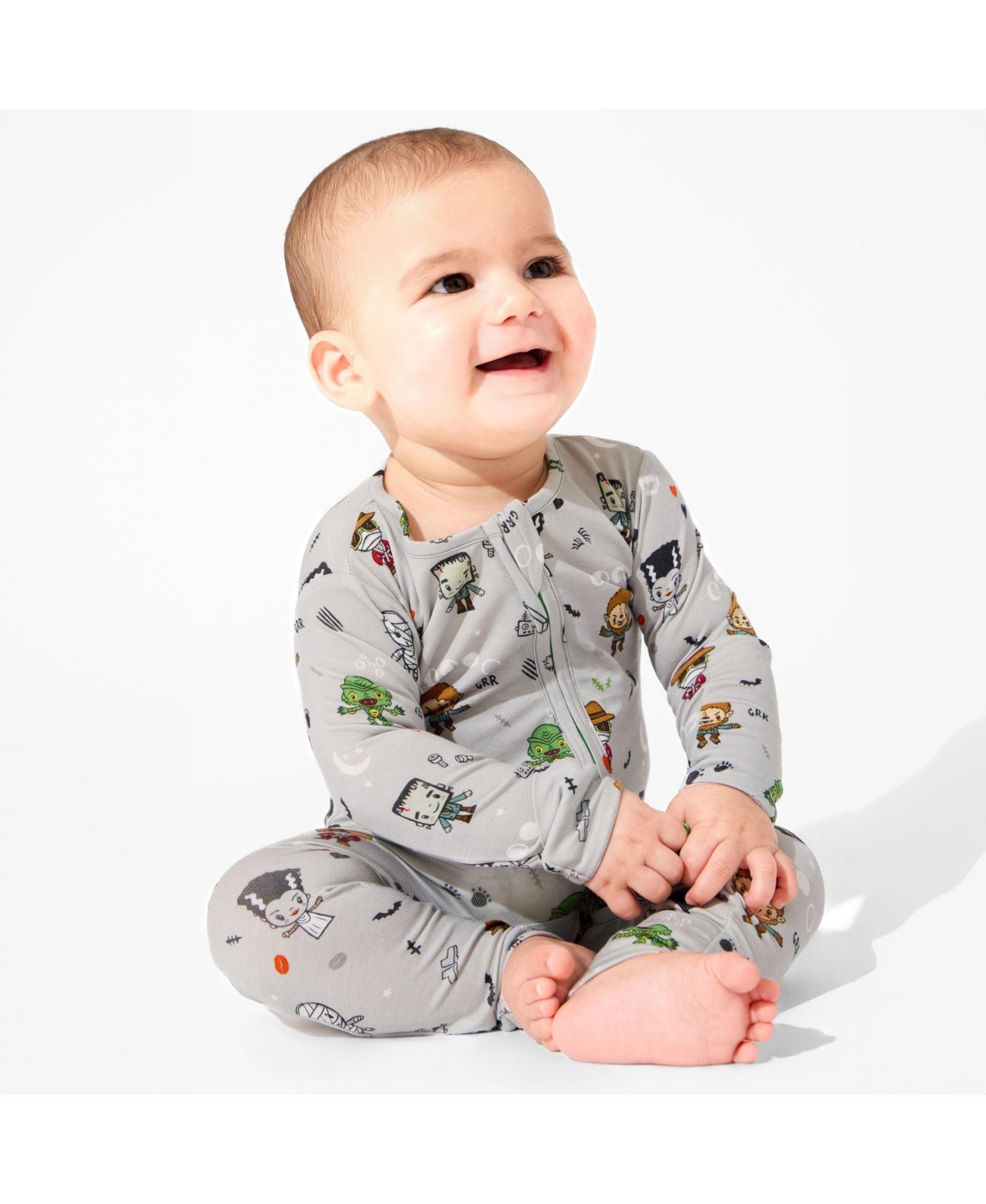 Bellabu Bear Unisex Little Monsters Convertible Footie In Gray