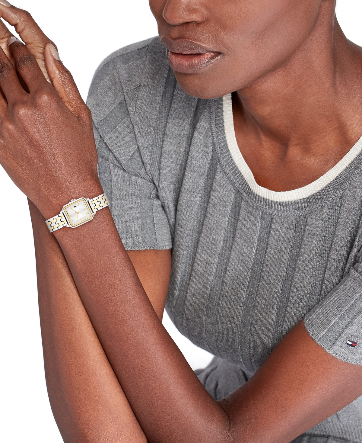 Tommy Hilfiger Women's Quartz Two Tone Stainless Steel Bracelet Watch, 22.5mm In Gold