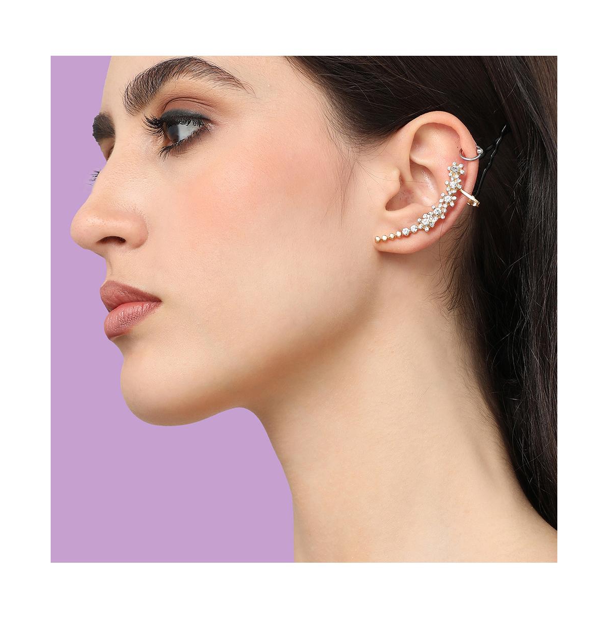Sohi Women's Silver Embellished Earcuff