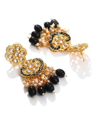 Women's Gold Plated Kundan Beaded Jewellery Set