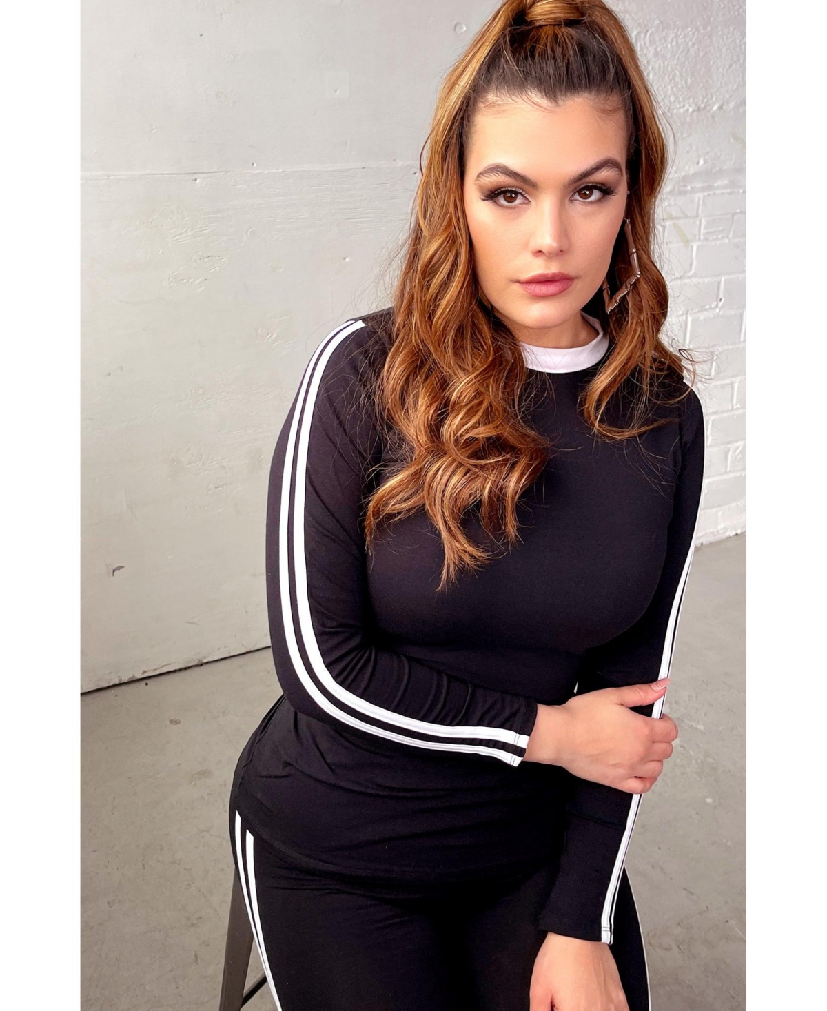 Rebdolls Women's Plus Striped Long Sleeve Top & Legging Set