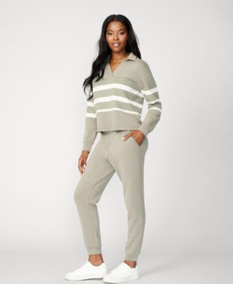 Women's Striped Polo & Jogger Lounge Set