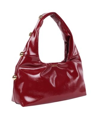 Studded Shoulder Bag in Crackled Finish