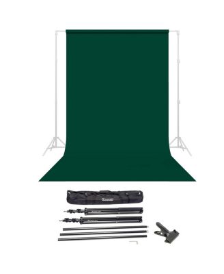 Widetone Seamless Background Paper, 86" wide x 36' Evergreen, #18 - Bundle With Flashpoint 10' Background Support System Air Cushioned,