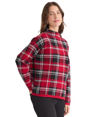 Petite Plaid Long Sleeve Sweater