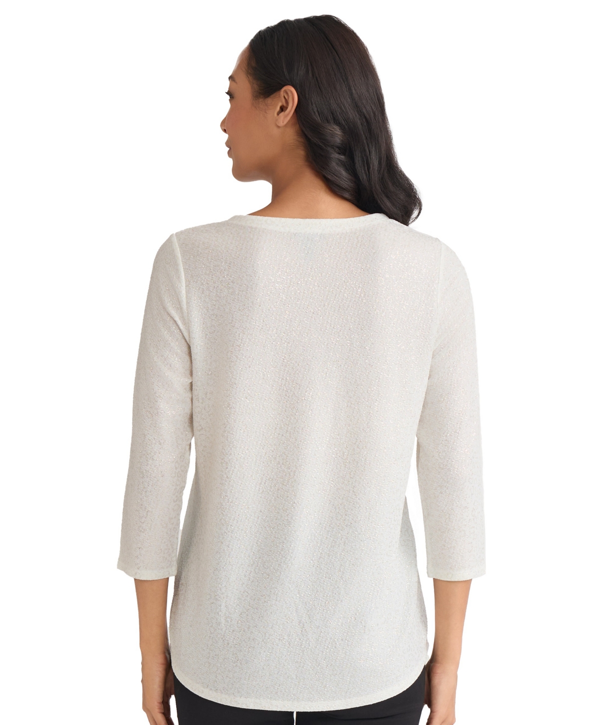 Jones New York Petite V-neck Top In White