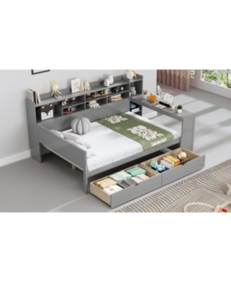 Wooden Daybed with Storage & Desk