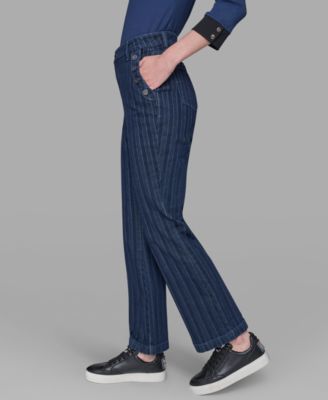 Women's Striped Straight Fit Jeans