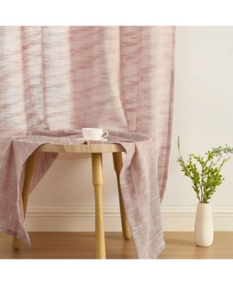 Madison Faux Linen Textured Semi Sheer Privacy Sun Light Filtering Transparent Window Grommet Long Thick Curtains Panels, Set of 2