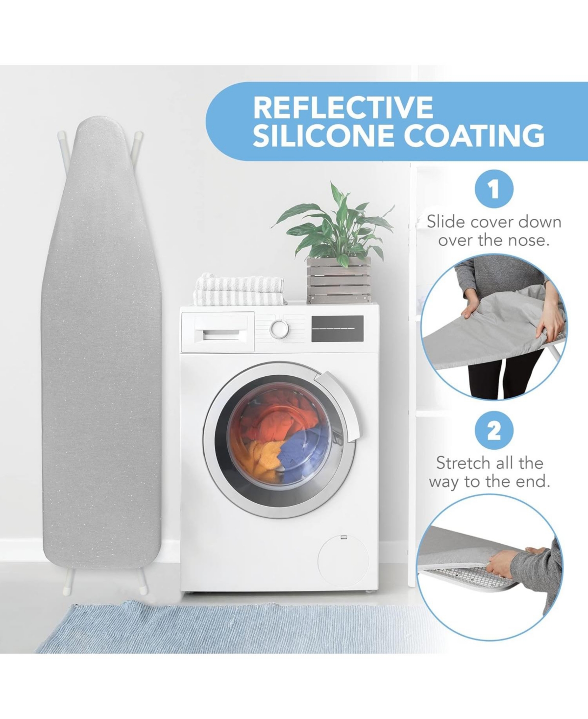 Florida Brands Ironing Board Cover and Pad - 15" x 54" - Large Fits All Standard Sizes - Heat Reflective Iron Pad