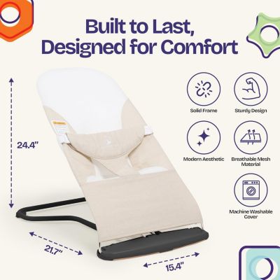 Kids Portable 2 in 1 Bouncer – Versatile Bouncer Chair Bouncer with Ergonomic Support to Use, Oatmeal