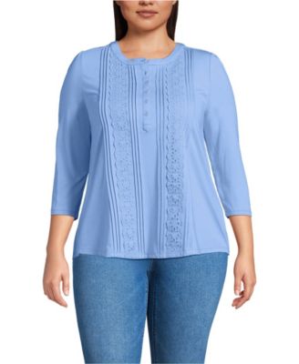 Women's Plus Size 3/4 Sleeve Lightweight Jersey Embellished Top
