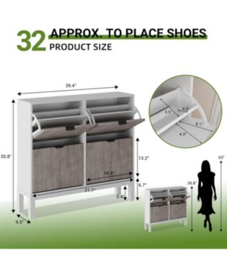 Shoe Storage Cabinet with 4 Flip Drawers, Wooden Shoe Organizer with Legs, Freestanding Hidden Shoe Rack for Entrance, Foyer, Hallway
