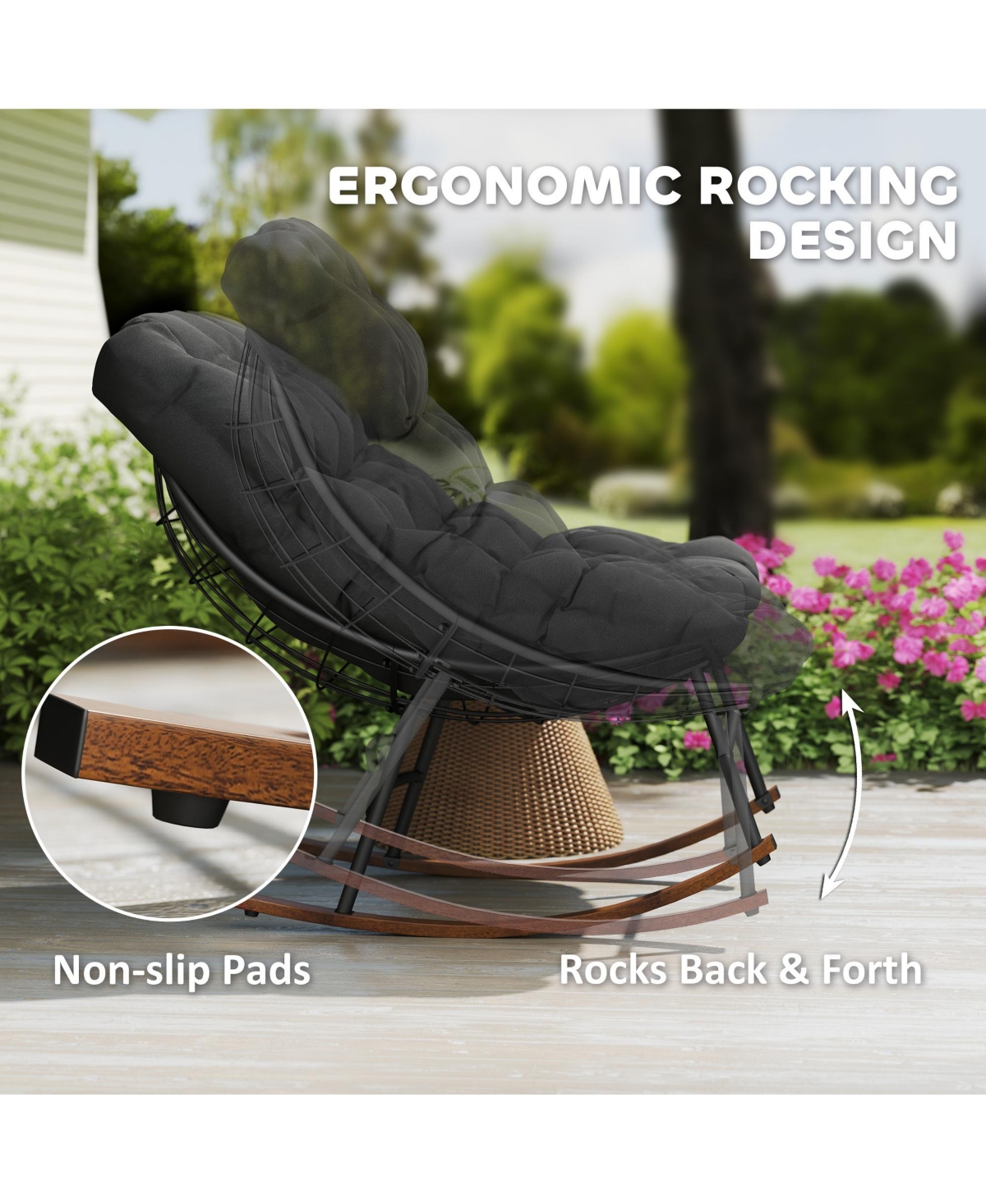 Outsunny Outdoor Rocking Chair Set of 2, Papasan Chairs,