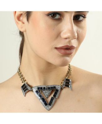 Women's Black Geometric Collar Necklace