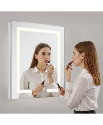 Wall-Mount Medicine Cabinet with Lights and 2-Side Mirrors