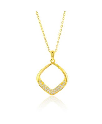 Sterling Silver, Pave CZ Diamond-Shaped Necklace & Earrings Set