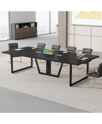 94.5-Inch Conference Table for 10 People, Industrial 8 FT Meeting Table with Two Grommets, Rectangular Podcast Training Table