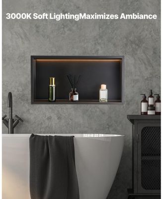  Shower Niche Stainless Steel Recessed Shelf with LED Strip