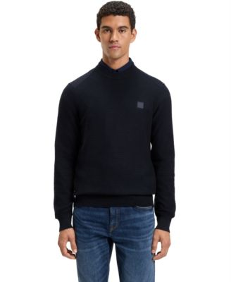 Men's Cashmere Cotton Logo Patch Structured Sweater