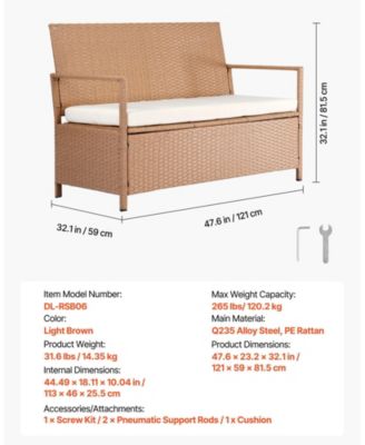 Outdoor Storage Bench PE Rattan 70Gal Waterproof Deck Box with Seating