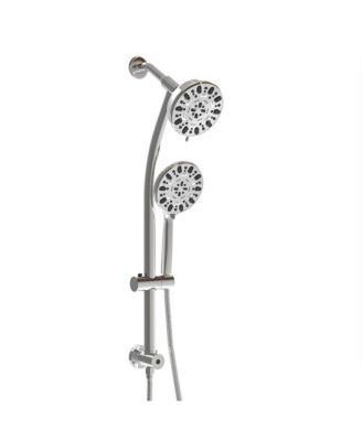 Multi Function Dual Shower Head - Shower System with 4.7" Rain Showerhead, 7-Function Hand Shower, Adjustable Slide Bar,Chrome