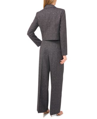 Women's Cropped Long Sleeve Lapel Bow Blazer