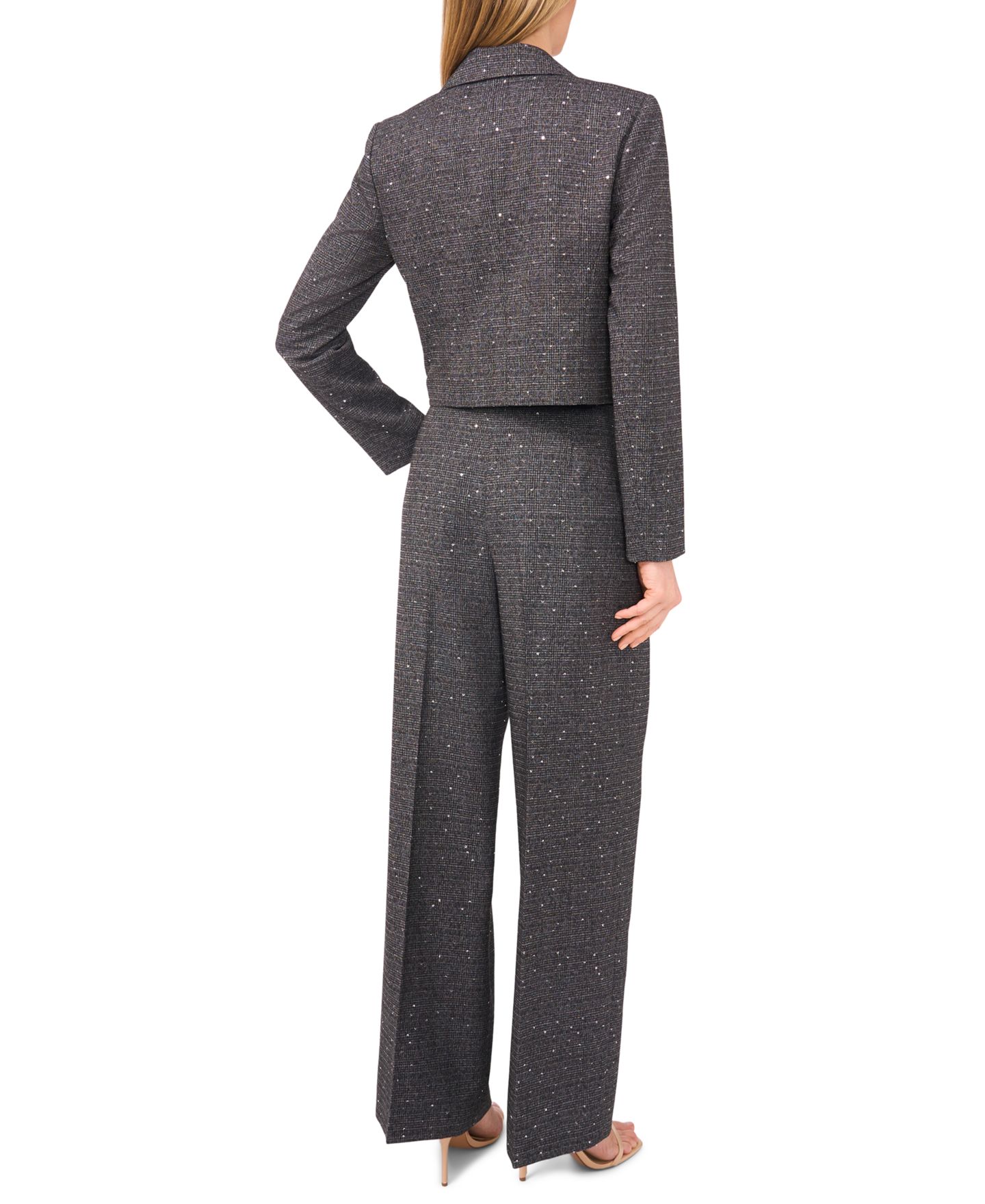 Женский пиджак CeCe Cropped Long Sleeve Lapel Bow Blazer, цвет: Насыщенный чёрный — фото 3