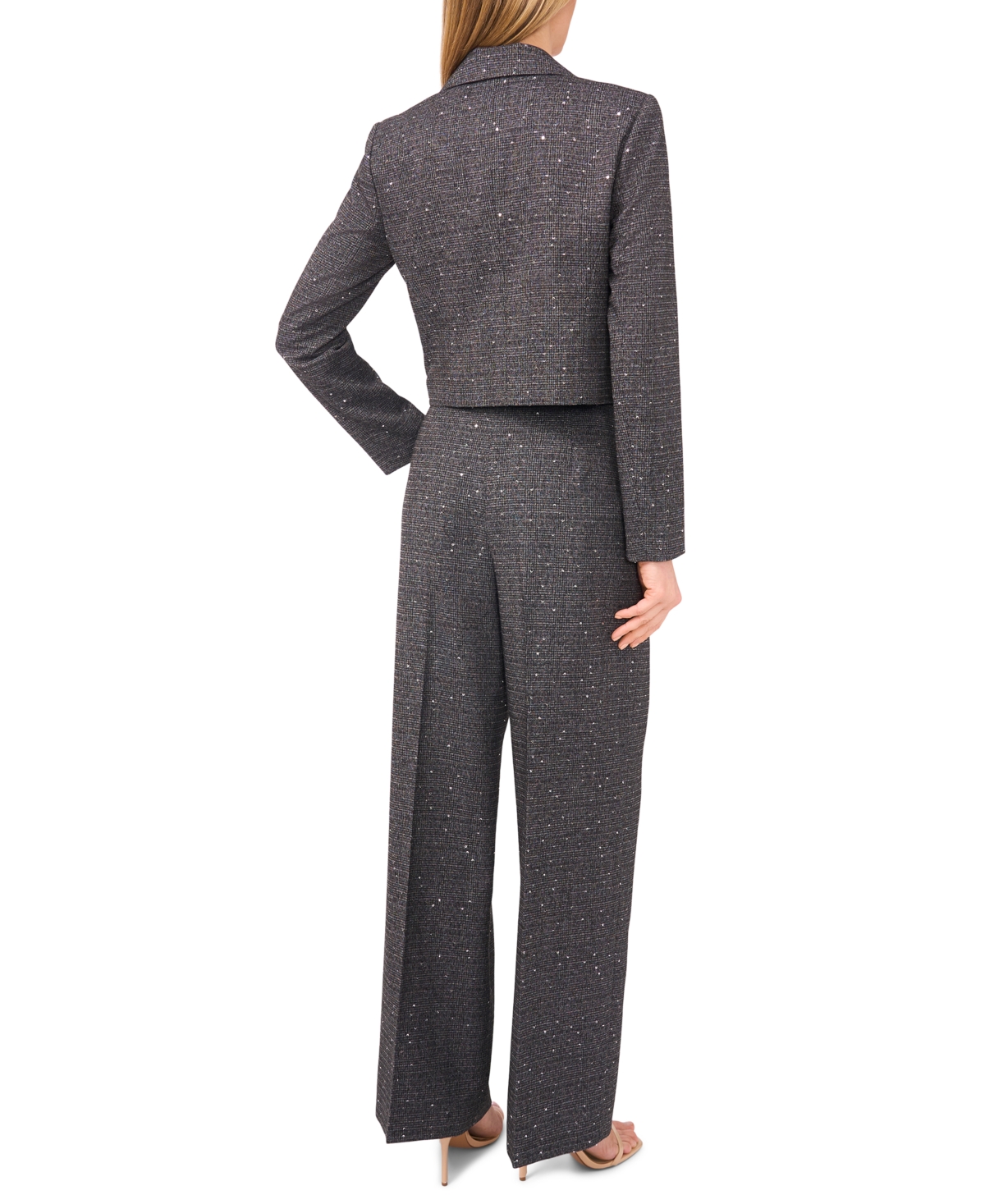 Cece Women's Cropped Long Sleeve Lapel Bow Blazer In Gray