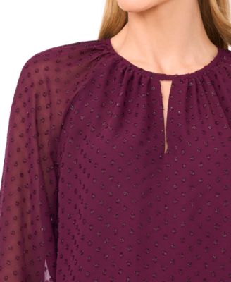 Women's Tiered Flowy Long Sleeves Keyhole Top