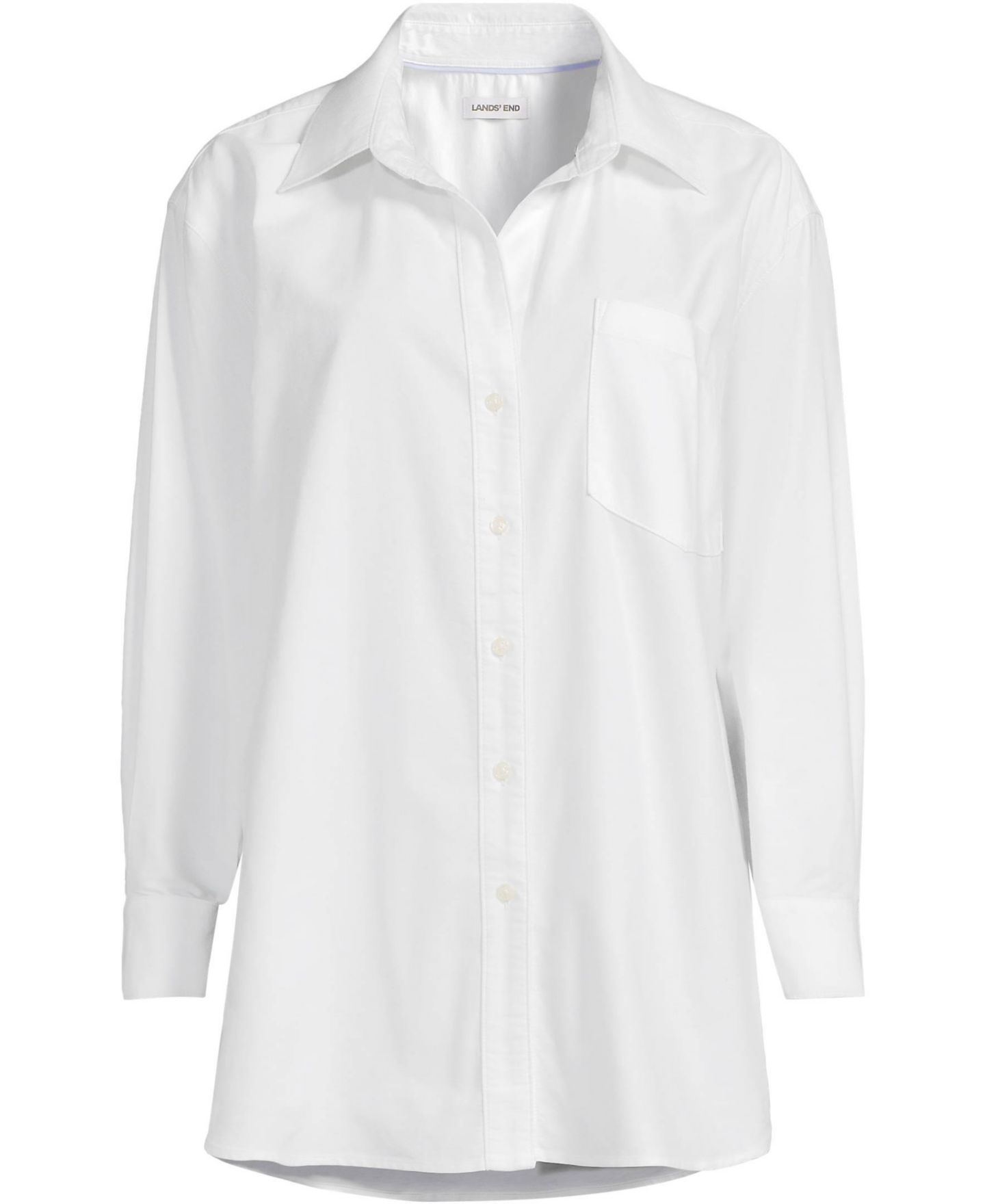 Женская рубашка Lands' End Oversized Oxford Button Front, цвет: Белый — фото 4