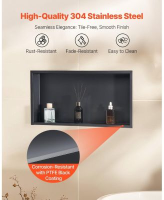 Recessed Shower Shelf in Stainless Steel for Wall-Mounted Organization