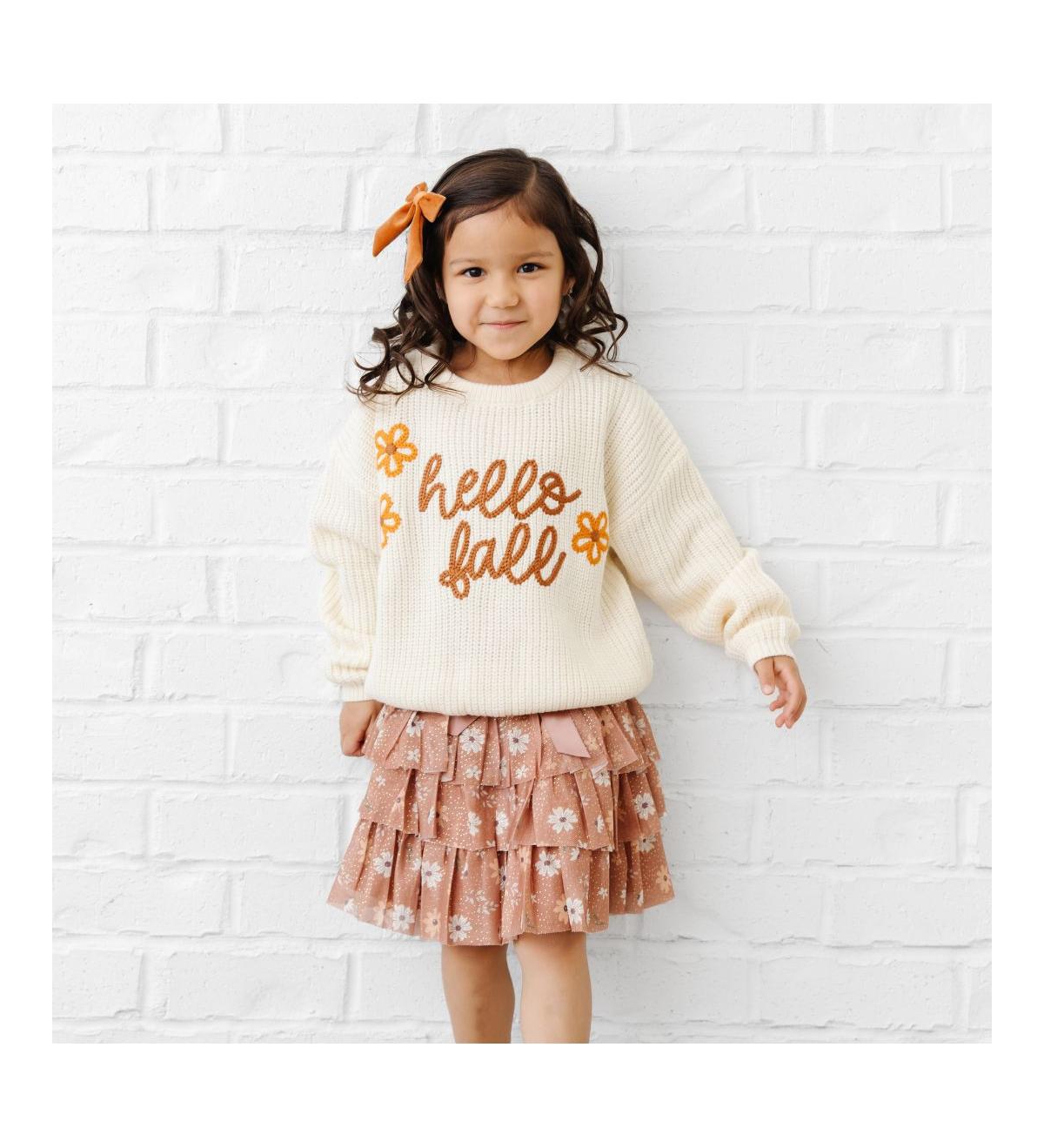Sweet Wink Little and Big Girls Ditsy Fall Floral Printed Tiered Tutu Skirt