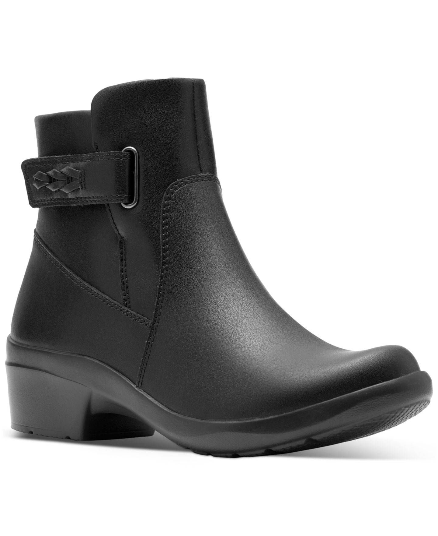 Женские ботинки Clarks Collection Angie Serena Wedge Booties, цвет: Чёрный кожаный — фото 1