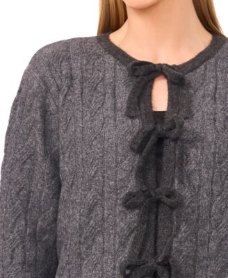 Women's Tie-Front Cardigan Long Sleeves Sweater