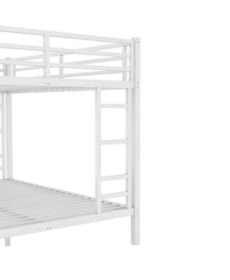 Metal Queen/Queen Bunk Bed Space-Saving White