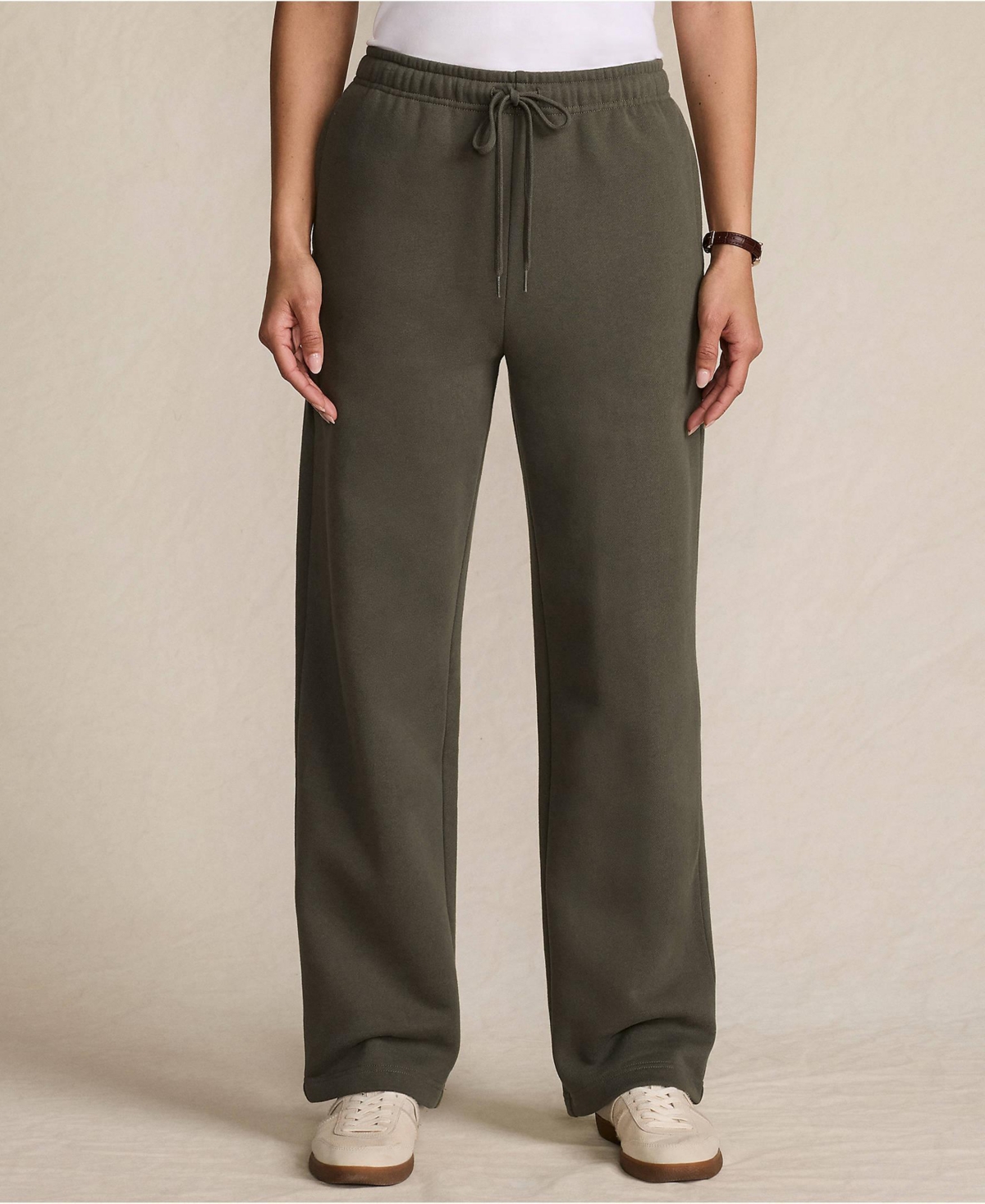 Lands' End Women's Petite Serious Sweats High Rise Relaxed Straight Leg Pants - Set Bottom