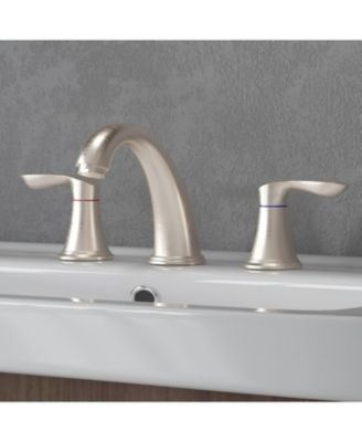 Bathroom Sink Faucet, 8-Inch Widespread Faucet with 2 Lever Handles, 3-Hole Low Arc Basin Faucet with Pop-Up Drain & CUPC Supply Lines