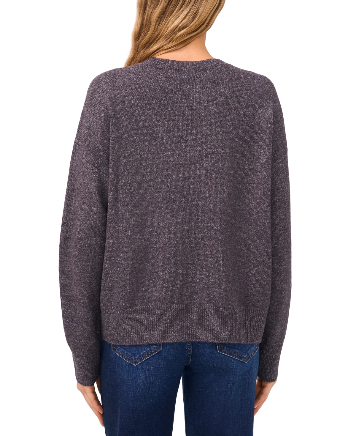 Cece Women's Multicolor Embroidered Flower Long Sleeves Sweater In Gray