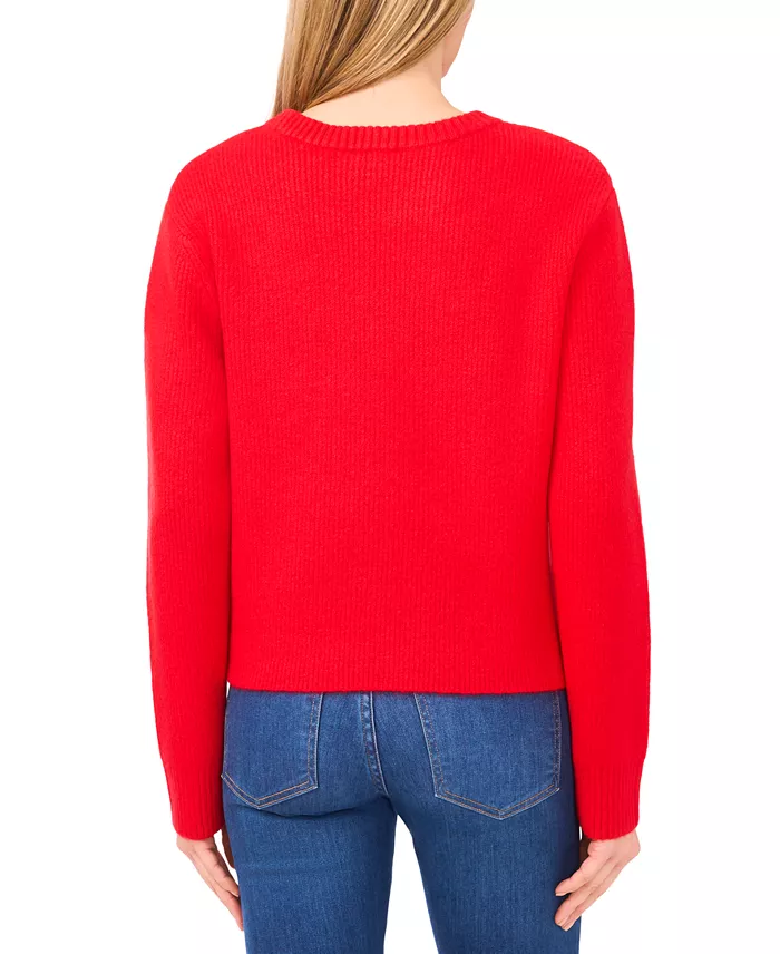 Women's Oversized Crewneck Bow Appliqu&eacute; Long-Sleeve Sweater - thumbnail 6