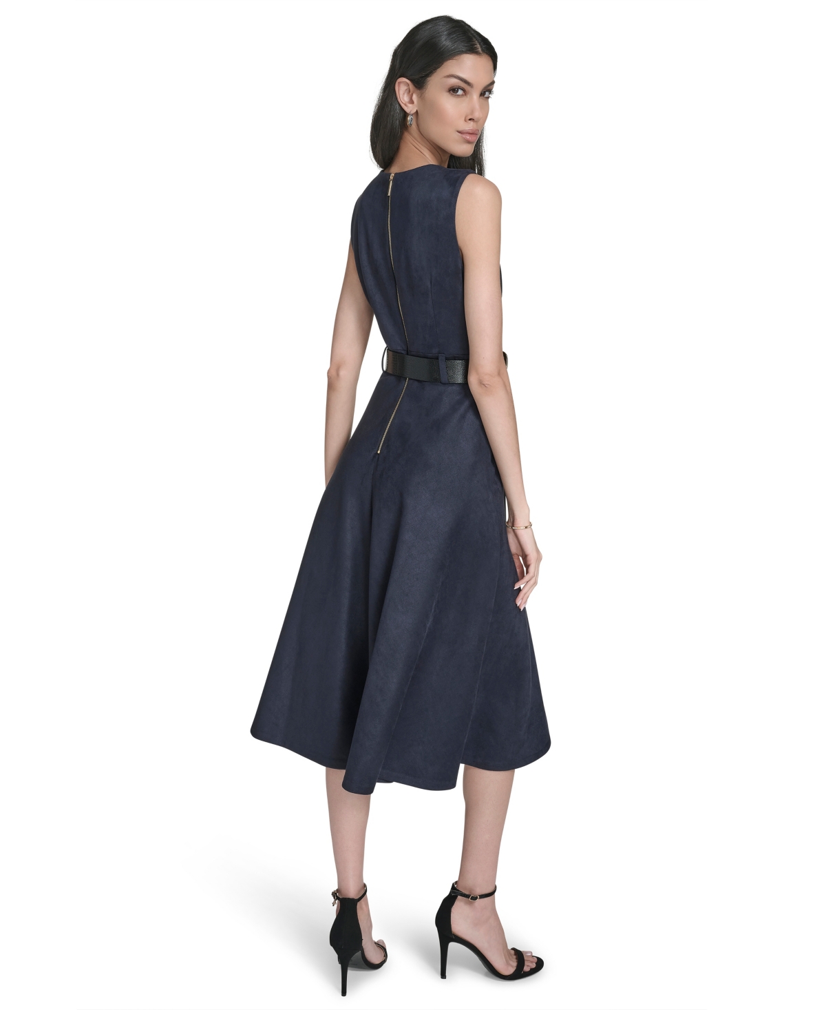 Calvin Klein Women's Belted Midi Dress In Blue