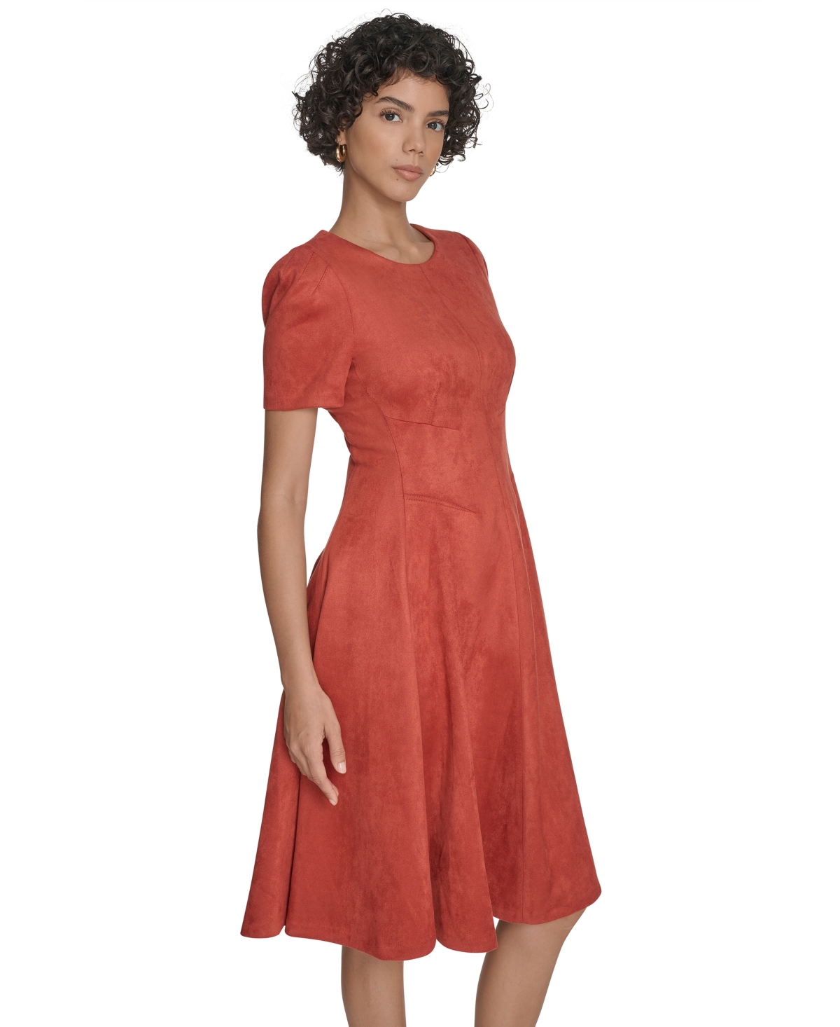 Calvin Klein Women's Fit And Flare Short Dress In Brown